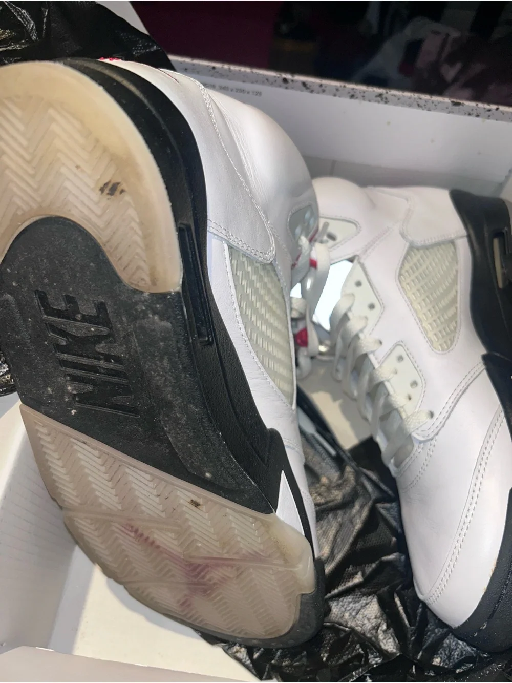 Jordan Air Jordan 5 Retro in White, Black & Red